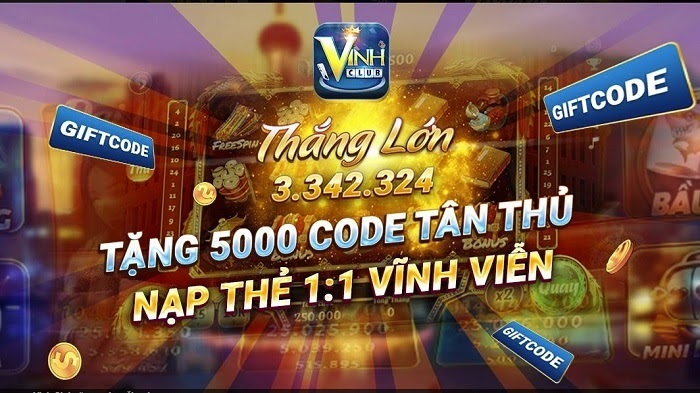 Tặng giftcode khi đăng ký Vinh Club thành công