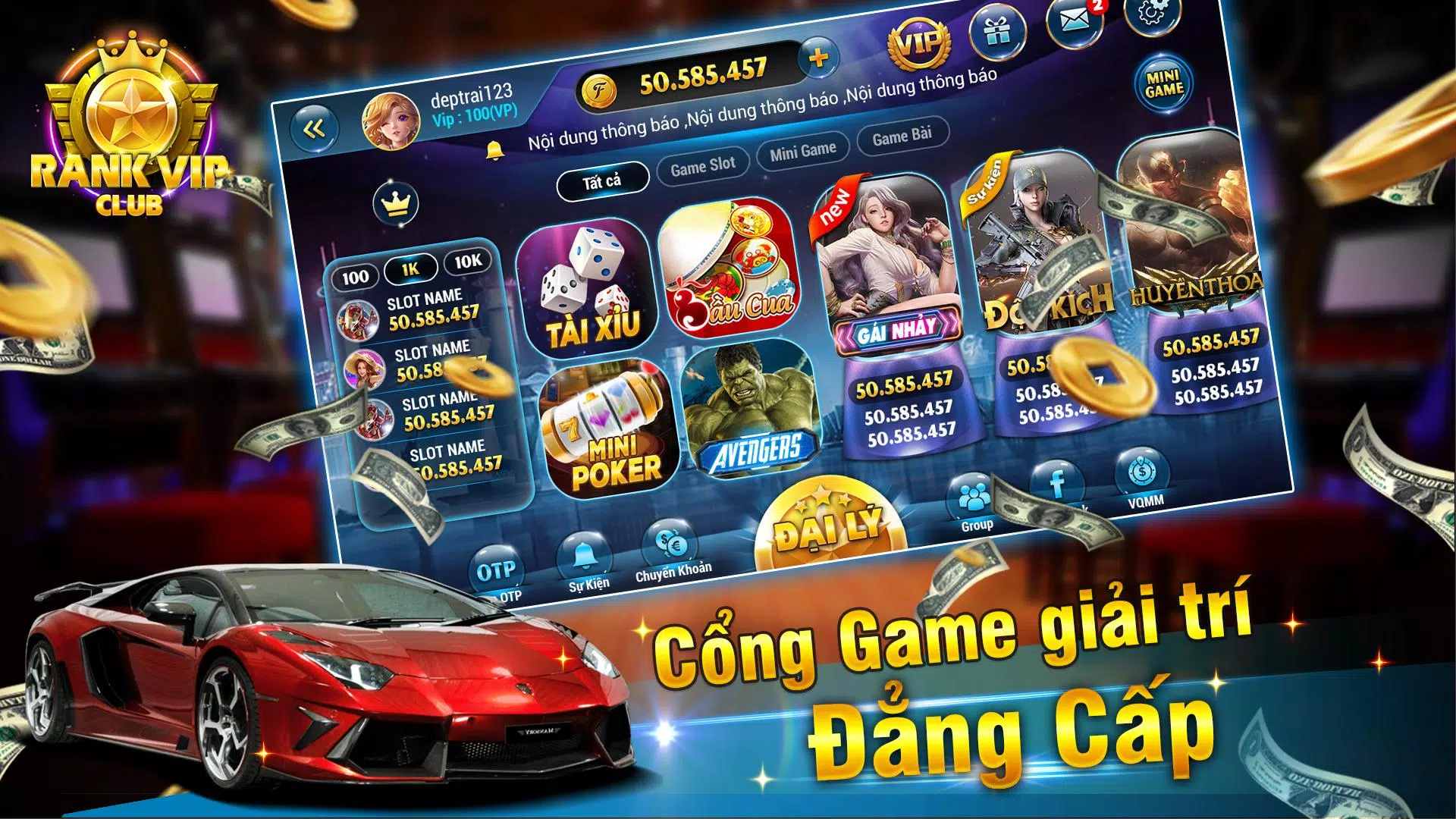 Trải nghiệm RankVip với đa dạng thể loại game bài khác nhau